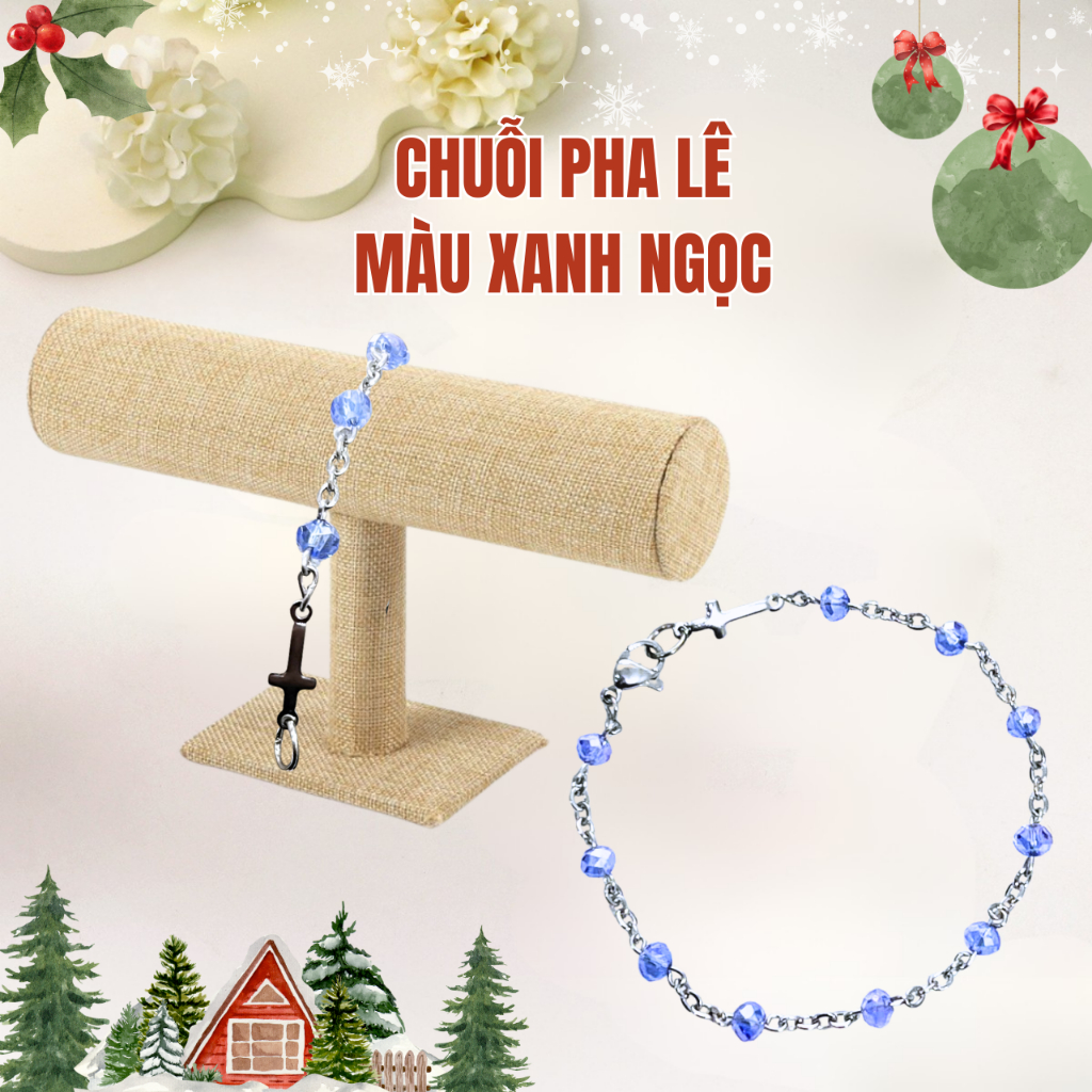 Chuỗi Mân Côi Đeo Tay Pha Lê 10 Hạt Đơn 4ly Nhỏ Xinh, Màu Sắc Đẹp Mắt