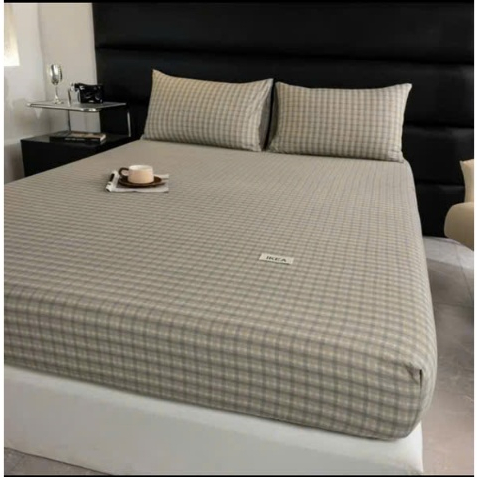 Bộ Ga Giường Cotton Đũi 3 Món Cao Cấp – Mềm Mịn Thoáng Mát, Họa Tiết Caro