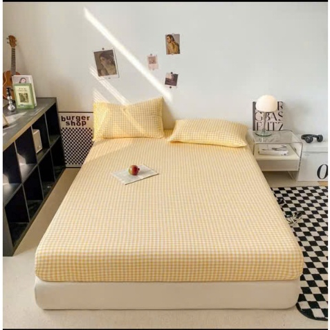 Bộ Ga Giường Cotton Đũi 3 Món Cao Cấp – Mềm Mịn Thoáng Mát, Họa Tiết Caro