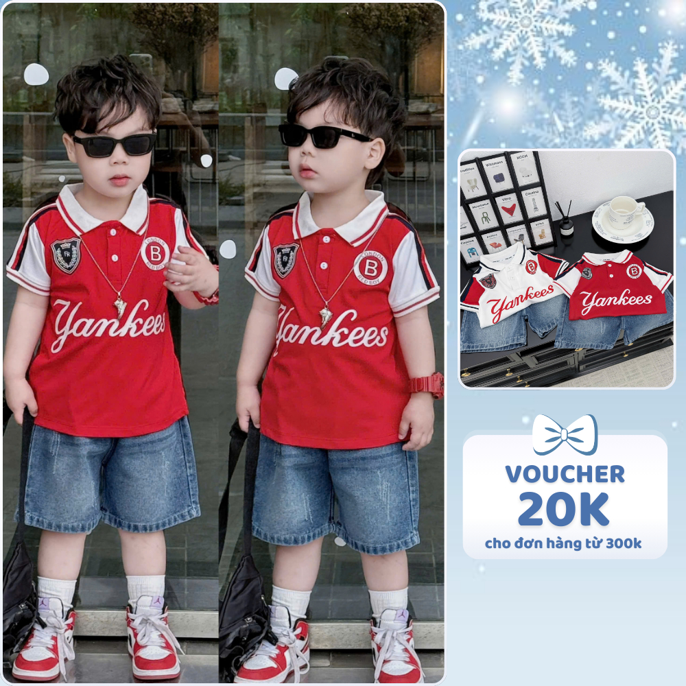 [À ƠI SHOP] V92- bộ cộc quần bò polo vòng tròn chữ b- a116.830