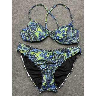 (Size M)Bộ đồ bơi,bikini 2 mảnh cho nữ họa tiết nổi bật áo dây buộc có gọng sẵn đệm mút hàng cao cấp