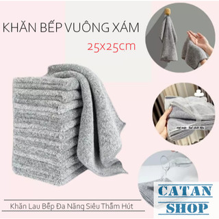 Khăn Bếp Vuông Xám 25cm Chất Liệu Than Tre Siêu Thấm Hút Làm Sạch Mọi Vết Bẩn Dễ Dàng Vệ Sinh