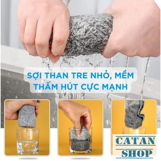 Khăn Bếp Vuông Xám 25cm Chất Liệu Than Tre Siêu Thấm Hút Làm Sạch Mọi Vết Bẩn Dễ Dàng Vệ Sinh