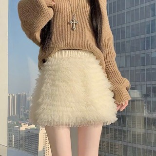 Chân Váy Voan Xếp Tầng Nhún Bèo Cạp Chun Có Quần Trong Màu Siêu Xinh CVvoan205
