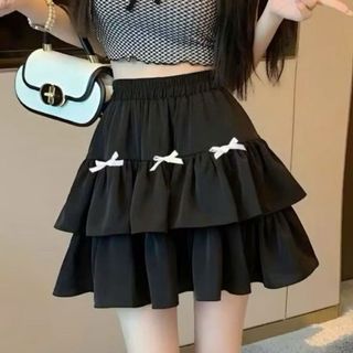 Chân váy voan nữ tầng bèo bay nhẹ lưng thun co giãn màu trắng đen hồng xanh VANISA CT512