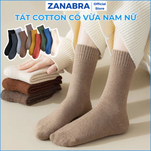 Tất vớ nam nữ chất cotton lót bông cổ vừa ấm áp giữ nhiệt, Tất nam nữ mùa đông ZANABRA T674