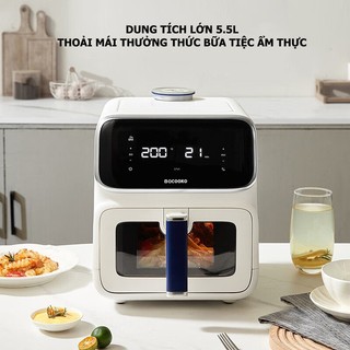 [ĐỜI MỚI NHẤT- BH 18T] Nồi chiên không dầu hơi nước Qcooko cống suất 1500W dung tích 5L, màn hình cảm ứng dễ dàng thao t
