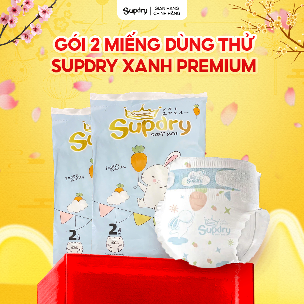 Túi 2 Miếng Dùng Thử Supdry Premium, Supdry Xanh Thấm Hút, Khô Thoáng Đủ Size cho bé 4kg-20kg [QT]