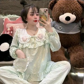 Bộ Đồ Ngủ Dài Tay Baby Tiểu Thư Kèm 2 Charm Dễ Thương - MS A12
