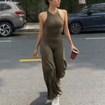 Set đồ tập gym yoga nữ Flora aeyo - bộ đồ thể thao tập gym yoga pilates quần ống suông, áo cổ yếm dây lưng chéo — ảnh 5