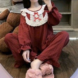 Bộ dài cổ tròn ren nơ hai tầng