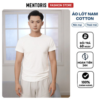 Áo thun nam trắng mặc trong MENTORIS, áo lót nam chất vải cotton mềm mại thấm hút MTS