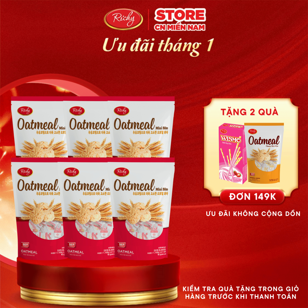Combo 6 gói bánh yến mạch Richy vị sữa và phô mai 35g | Shopee Việt Nam