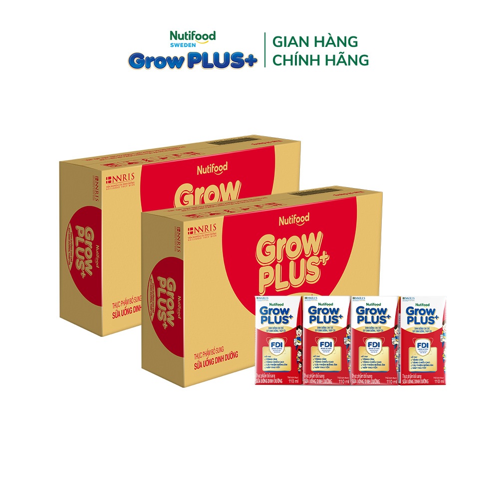 Combo 2 Thùng SBPS Nutifood GrowPLUS+ Đỏ (Suy Dinh Dưỡng) -Tăng Cân, Tăng Chiều Cao (48 Hộp x 110ml)(Bao bì tùy lô hàng)