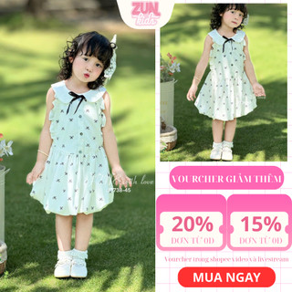 Váy Bé Gái Dáng Bí Đính Nơ Cổ Sen J7738 – Váy Công Chúa Cho Bé Gái Đi Chơi, Dạo Phố Xinh Yêu