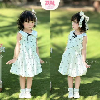 Váy Bé Gái Dáng Bí Đính Nơ Cổ Sen J7738 – Váy Công Chúa Cho Bé Gái Đi Chơi, Dạo Phố Xinh Yêu