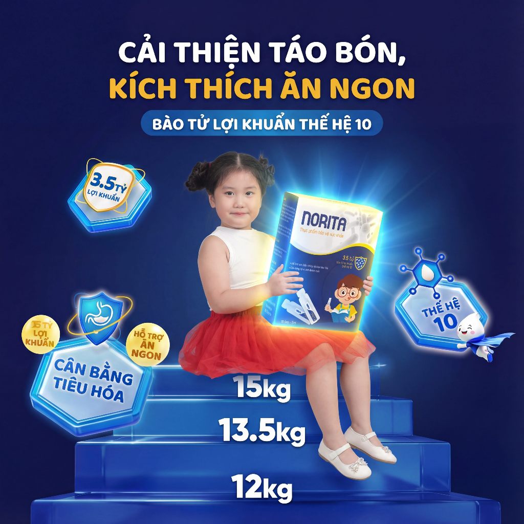 Combo 2 Hộp Men Vi Sinh Cho Bé NORITA Bổ Sung Bào Tử Lợi Khuẩn Hỗ Trợ Trẻ Ăn Ngon, Cải Thiện Táo Bón, Tiêu Hóa Kém