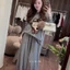 Set bộ nỉ xám bi GUMIN thiết kế áo in họa tiết hình voi kèm quần bom bo chun gấu sang chảnh tiểu thư