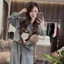 Set bộ nỉ xám bi GUMIN thiết kế áo in họa tiết hình voi kèm quần bom bo chun gấu sang chảnh tiểu thư