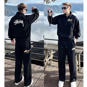 Bộ Nỉ Thu Đông Nai x Stus Bo Chun Zip Cổ Chất Nỉ Chân Cua 2Da Dày Dặn Mặc Lên Form Siêu Đẹp. Bộ Thu Đông Nam Siêu Ấm