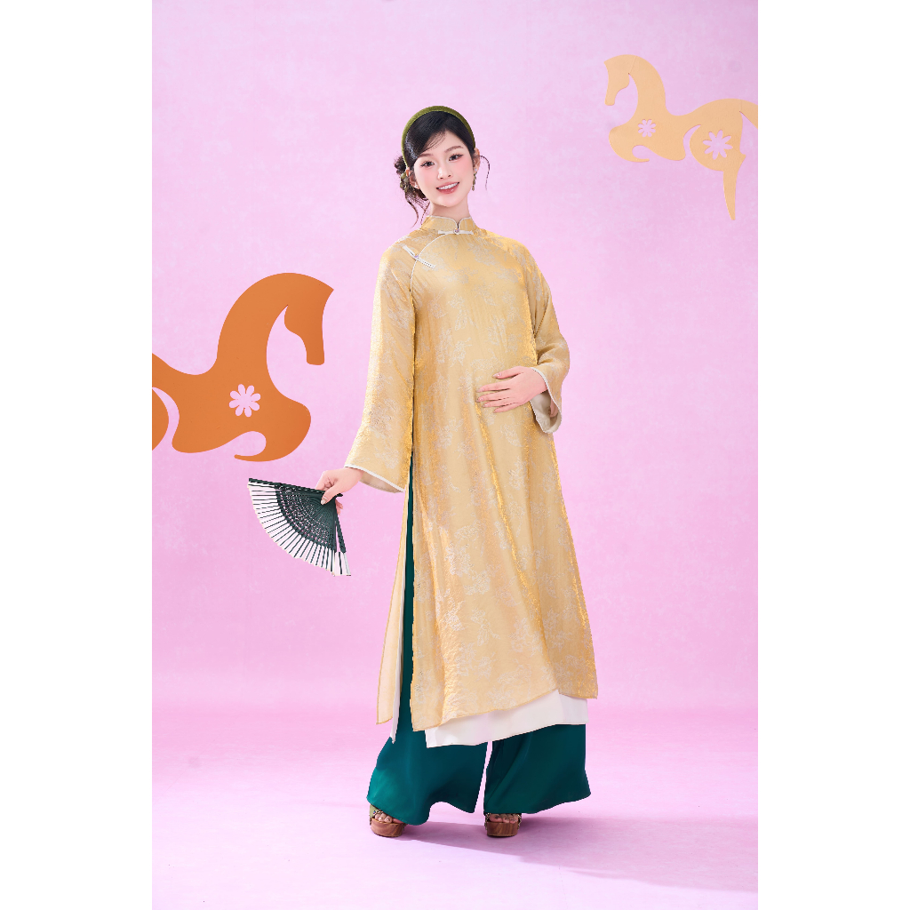 [Kèm quần lụa + khăn lụa] Áo dài thiết kế dáng suông Ánh Vân chất liệu tơ tencel cao cấp BST Phong Hoa 2026 BY L'AMME
