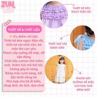 Váy Bé Gái Nơ Vai Bèo Ngực S3235 – Váy Hè Bé Gái Cotton Thô Mềm Mát, Điểm Nhấn Bèo Ngực Đáng Yêu