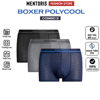 COMBO 3 Boxer Nam Thun Lạnh Cao Cấp MENTORIS, Sang Trọng, Co Giãn 4 Chiều, Kháng Khuẩn - CB3MBX09