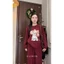 Set bộ nỉ nữ GUMIN thiết kế họa tiết chấm bi áo in hình cún kèm quần bom phối gấu viền ren sang chảnh, set bộ nỉ thu đôn