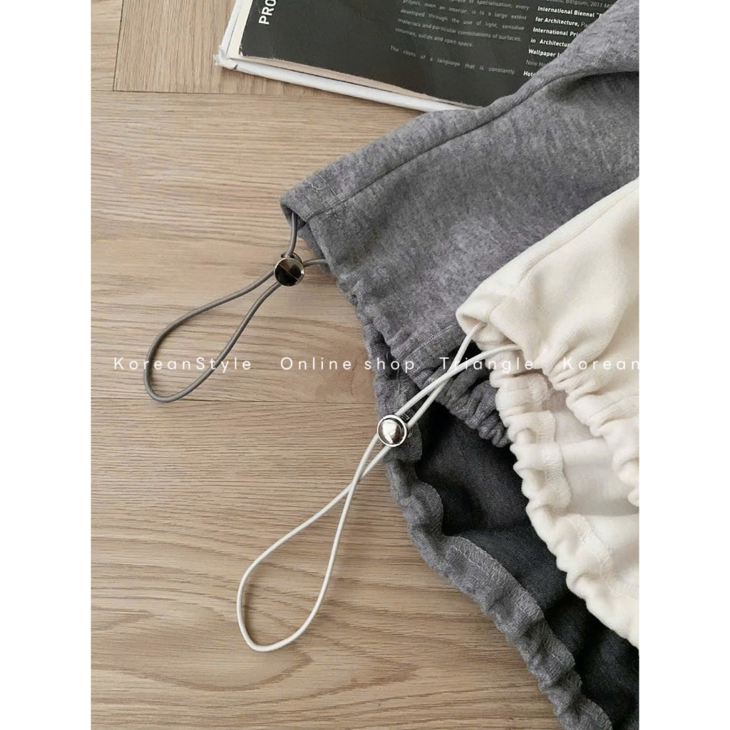 TRIANGLE - Wina Set (Cân nhắc kỹ, return is not welcomed)- Set nỉ áo dài tay mix quần ống rộng kèm khăn kẻ dày dặn