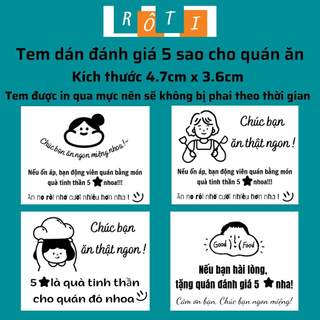 Cuộn 500tem dán đánh giá 5 sao cho quán ăn kích thước 47x36mm
