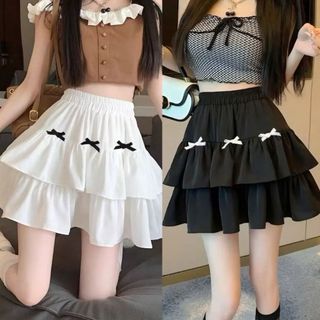 Chân váy voan nữ tầng bèo bay nhẹ lưng thun co giãn màu trắng đen hồng xanh VANISA CT512