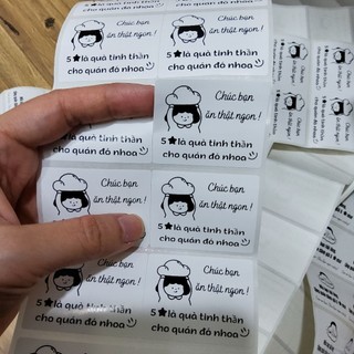 Cuộn 500tem dán đánh giá 5 sao cho quán ăn kích thước 47x36mm