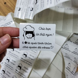 Cuộn 500tem dán đánh giá 5 sao cho quán ăn kích thước 47x36mm