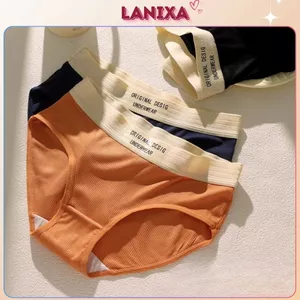 Quần chip nữ cotton kẻ sọc kháng khuẩn khử mùi cạp vừa ôm dáng thiết kế in chữ gợi cảm Lanixa L1226