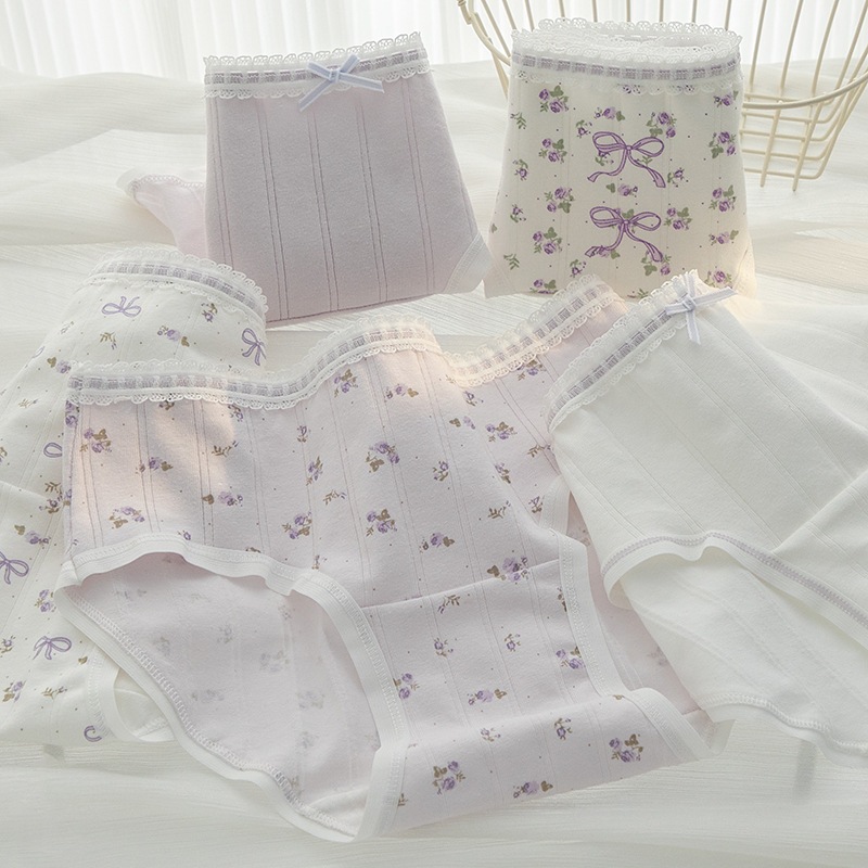 Quần lót cotton cao cấp hoạt tiết hoa nhí xinh xắn cạp vừa tôn dáng co giãn thấm hút tốt LANIXA 1133