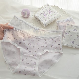 Quần lót nữ cao cấp cotton dày dặn thấm hút thoáng khí họa tiết hoa nhí xinh xắn cute DEVARI L1133