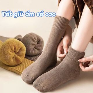 Tât nam nữ cotton gân tăm dày dặn giữu ấm- Vớ uninsex cổ cao kiểu dáng basic cổ điển sang trọng L674