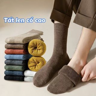 Tất cổ cao cotton gân tăm dày dặn giữ ấm - Vớ nam nữ len kiểu dáng basic nhiều màu sắc DEVARI T674