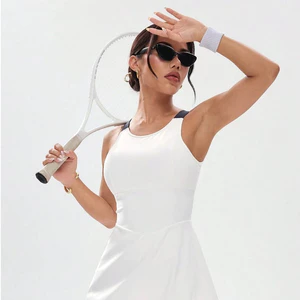 Váy Pickleball Nữ UYNSPORTY Không Tay Dáng Mini Sát Nách Phối Sọc Hở Lưng, Bộ Đồ Pickleball Nữ