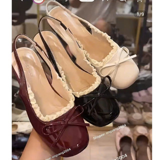 Giày búp bê mũi tròn mix ren nơ nhỏ tiểu thư , Giày bale phong cách nàng thơ cho nữ  (V0420)