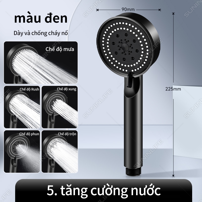 Bộ Vòi Sen Nhà Tắm Tăng Áp 3 Món 5 Chế Độ Dòng Nước vòi hoa sen nóng lạnh - SUNINLIFE
