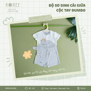 Bộ sơ sinh cài chéo cộc tay honee sale lẻ sz