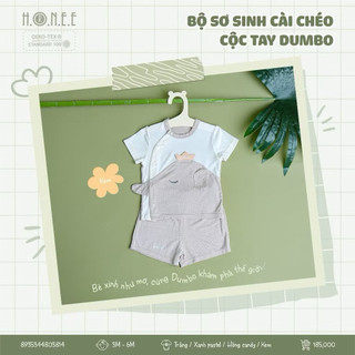 Bộ sơ sinh cài chéo cộc tay honee sale lẻ sz