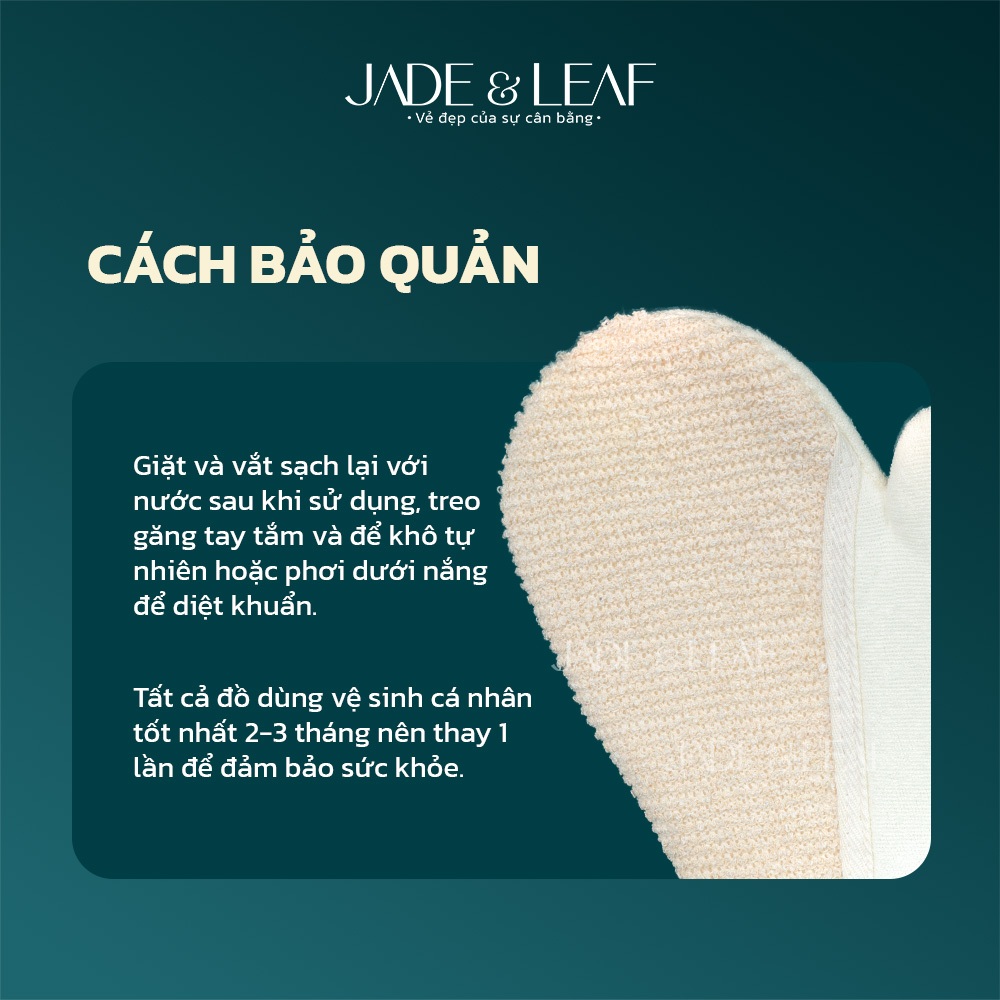 Bao Tay Tắm Jade&Leaf Tẩy Tế Bào Chết Đa Năng, Kì Ghét Làm Sạch Từ Sợi Gai Dầu, Mềm Mịn Lành Tính