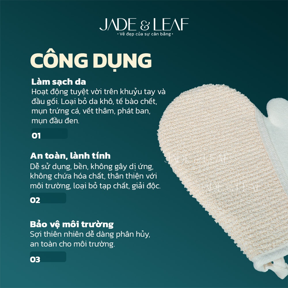Bao Tay Tắm Jade&Leaf Tẩy Tế Bào Chết Đa Năng, Kì Ghét Làm Sạch Từ Sợi Gai Dầu, Mềm Mịn Lành Tính