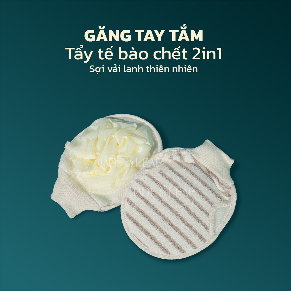 Găng Tay Tẩy Tế Bào Chết Body Jade&Leaf, Kiêm Bông Tắm 2in1 Vải Lanh Êm Ái Dùng Được Cả 2 Mặt