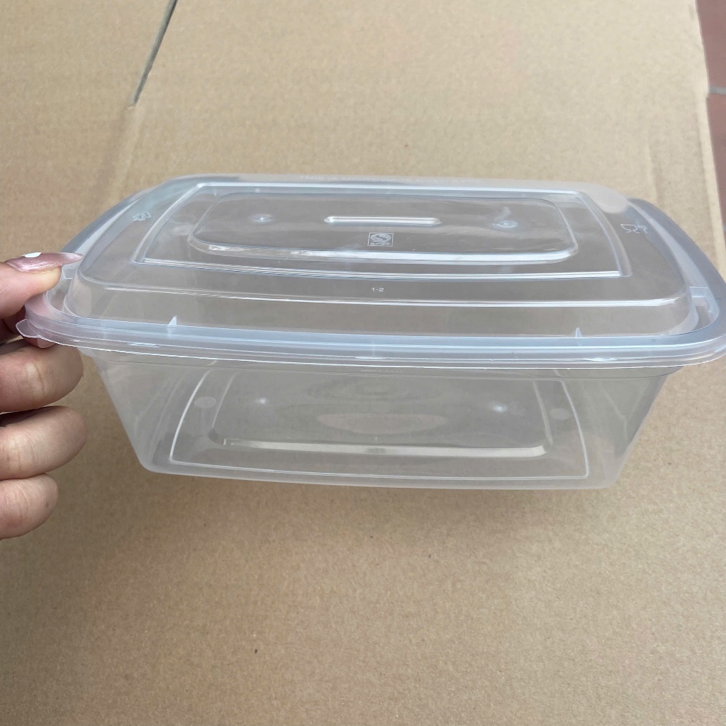 Combo 10 Hộp nhựa mỏng dùng 1 lần Hình tròn, chữ nhật trong suốt có nắp đựng bún phở bánh đồ ăn