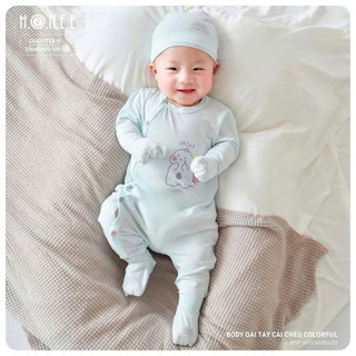 Hrnee body dài tay cài chéo colorful