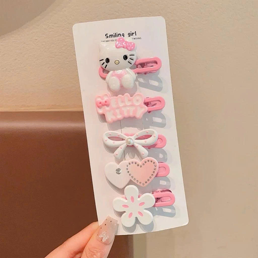 Phụ kiện tóc thời trang, kẹp tóc hoa vải caro, kẹp tóc dễ thương set nhiều hình cho bé gái