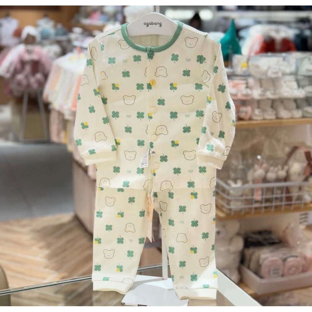 VNXK set gấu xanh agabang cho bé trai và gái chất cotton cúc trắng agabang [80-120]